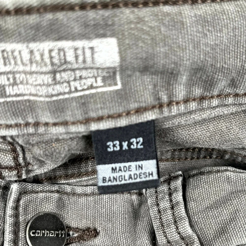 Carhartt Rugged Flex Relaxed Fit Work Pants Mens 33x32 Brown Canvas  Thrashed